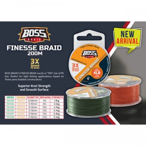 BRAID FINESSE 3X 15LB 200M-GR BRAID FINESSE 3X 15LB 200M-GR